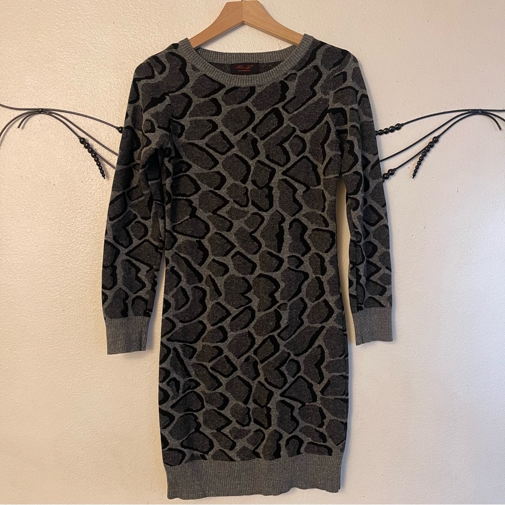 Chic Long Sleeve Gray Patterned Dress